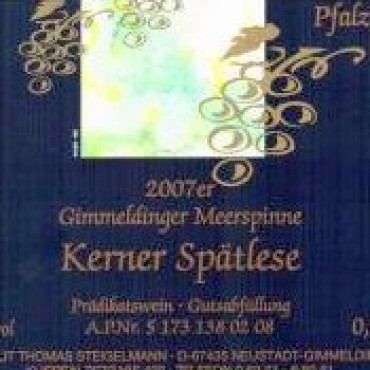 Steigelmann Gimmeldinger Meerspinne  Kerner Spätlese (pfalz) 2018